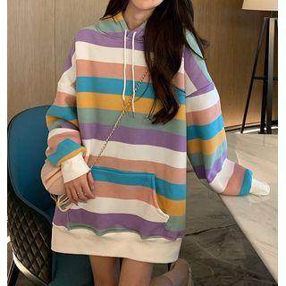 Long-sleeve Striped Loose Fit Hoodie