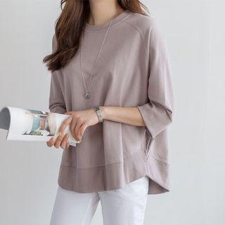 Raglan Curve-hem T-shirt