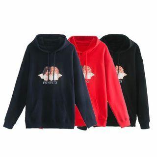 Long Sleeve Angel Print Loose-fit Hoodie