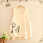Cat Embroidered Round Neck Sweater Vest