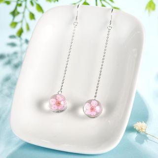 925 Sterling Silver Flower Drop Earring