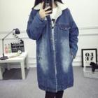 Fleece-lined Denim Long Jacket