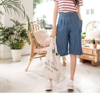 High-waist Side-pocket Denim Shorts
