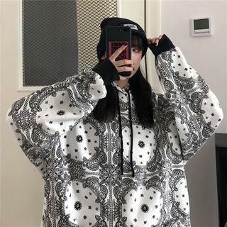 Paisley Patterned Hooded Sweatshirt