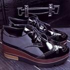 Lace-up Brogue Patent Platform Shoes