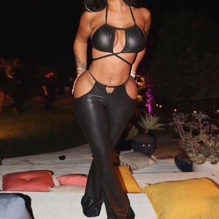 Spaghetti Strap Faux Leather Jumpsuit