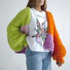 Paneled Cardigan Green & Purple & Orange - One Size