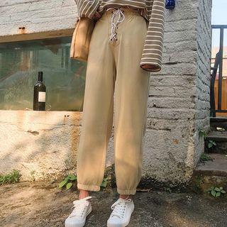 Plain Lace Up Detail Jogger Pants