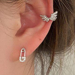 Cz Wing Stud Earring / Cross Stud Earring / Safety Pin Stud Earring / Set