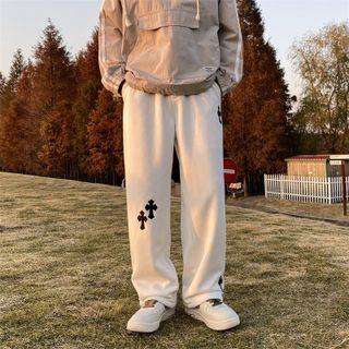 Cross Pattern Loose Fit Sweatpants
