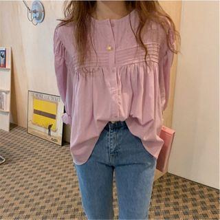 Long Sleeve Blouse Light Purple - One Size
