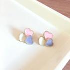 Heart Stud Earring 1 Pair - Silver Stud - Gold - One Size