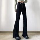 High-waist Zip-detail Mesh Panel Boot-cut Pants