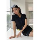 Dual-pocket Slim-fit Cropped Shirt