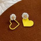 Heart Earring 1 Pair - Yellow - One Size