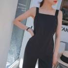 Button-front Boot-cut Overall Pants