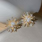 Rhinestone Faux Pearl Alloy Earring 1 Pair - Stud Earring - Gold - One Size