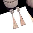 Sequined Triangle Dangle Earring Pink Silver Earring - One Size