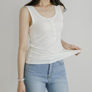 U-neck Sleeveless Ribbed Henley