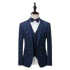 Set: Jacquard Single-button Blazer + Single-breasted Vest + Dress Pants