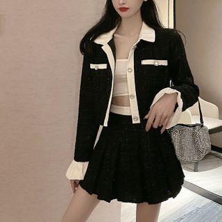 Set: Tweed Cropped Jacket + Mini Skirt