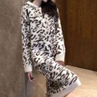 Hooded Leopard Sweater Dress