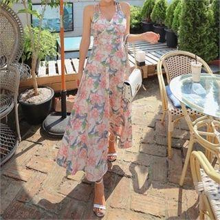 Floral Strappy Maxi Pinafore Dress