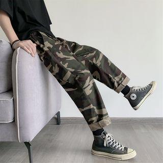 Cropped Wide-leg Camouflage Pants