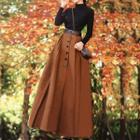 Set: Mock Neck Sweater + Maxi A-line Pleated Skirt