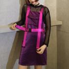 Colour Block Suspender Long-sleeve Dress