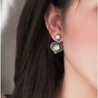 Heart Gemstone Dangle Earring 1 Pair - Silver - One Size