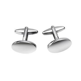 Simple Fashion Geometric Oval Cufflinks Silver - One Size