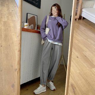 Set: Plain T-shirt + Loose-fit Top + Sweatpants