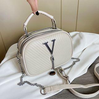 Lettering Metal Fringe Crossbody Bag