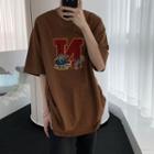 Cartoon Crocodile Embroidered T-shirt