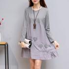 Button Detail Long-sleeve A-line Dress