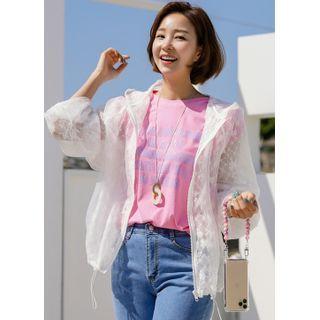 Hooded Lace-layered Windbreaker
