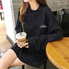 Letter Embroidered Oversize Long-sleeve T-shirt