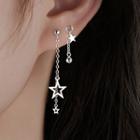 Asymmetrical Star Drop Earring 1 Pair - With Earring Back - Silver - One Size
