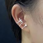 Airplane Layered Cuff Earring 1 Pc - Right - Silver - One Size