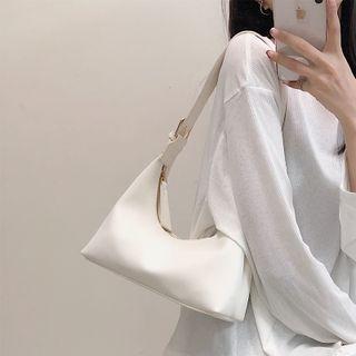 Faux Leather Shoulder Bag Light Off White - One Size