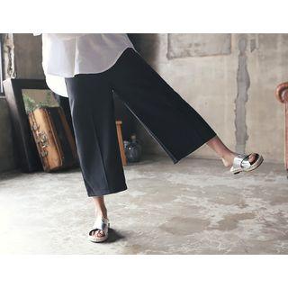 Band-waist Chiffon Wide-leg Pants