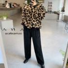Leopard Sherpa-fleece Loose-fit Pullover