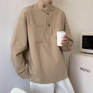 Mock-neck Henley Sweatshirt