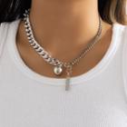 Heart Chain Panel Necklace Silver - One Size
