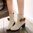 Bow Faux-leather Block-heel Boots