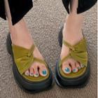 Asymmetrical Knotted Platform Slide Sandals