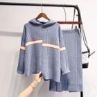 Set: Hooded Sweater + Midi Knit Skirt