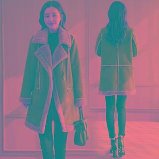 Fluffy Collar Zip-up Coat