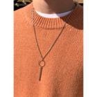 Hoop Metal-bar Chain Necklace Silver - One Size